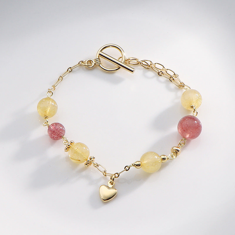 Bado Natural Strawberry Crystal Bracelet Female Korean Niche T-buckle