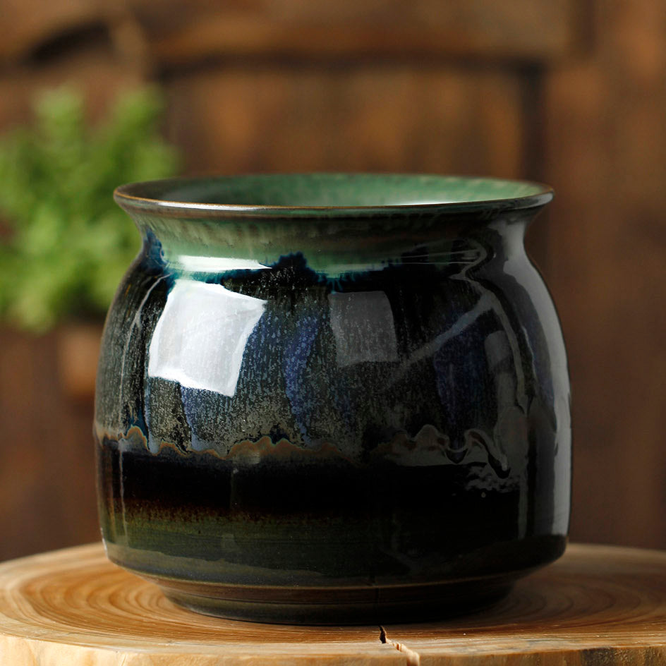 Handmade Full Glazed Pottery Pot Flower