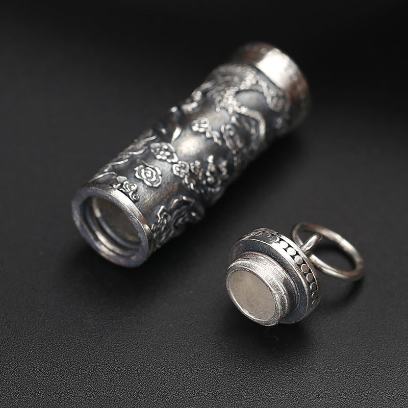 S925 Sterling Silver Ornament Tenglong Pattern Niche For A Statue Of The Buddha Pendant