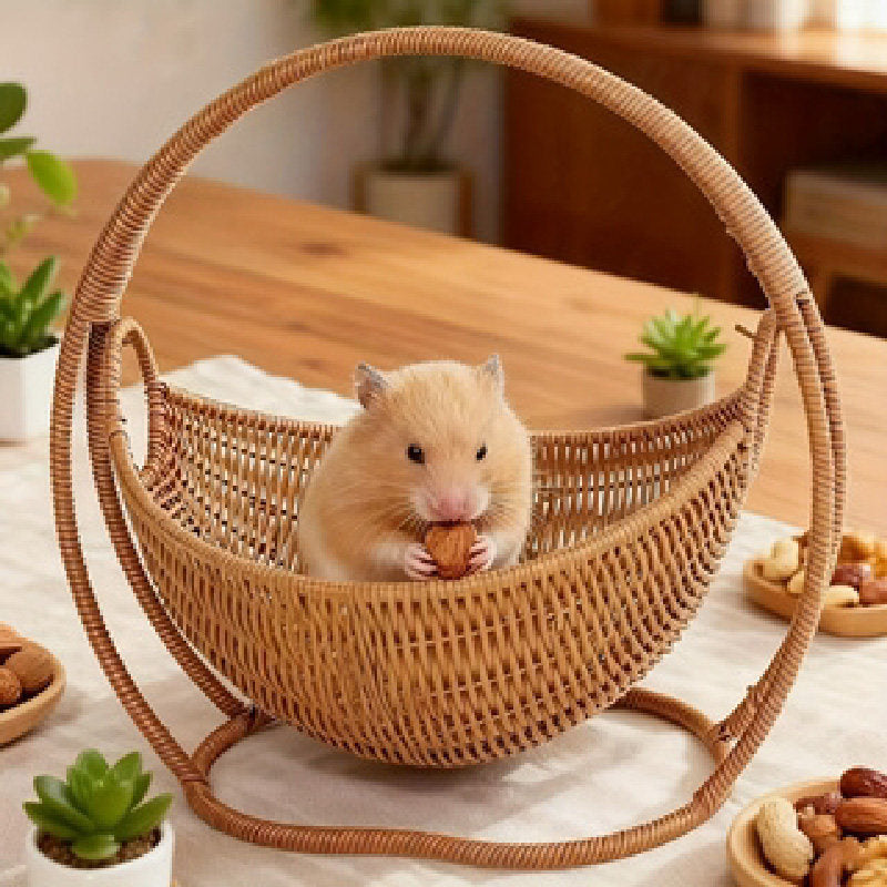 Woven Wicker Look Baby Cradle Handcrafted Cat Bed Cat Swing For Kittens