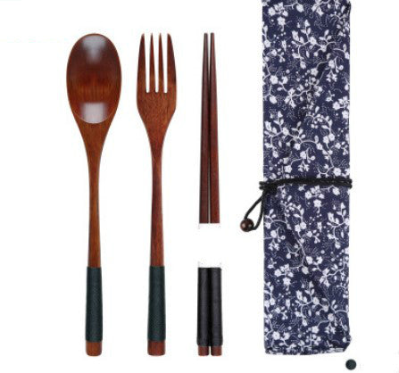 Three spoons set with wooden chopsticks