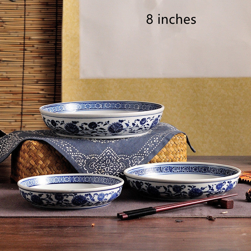Blue And White Porcelain Salad Bowl Coarse Pottery Tableware