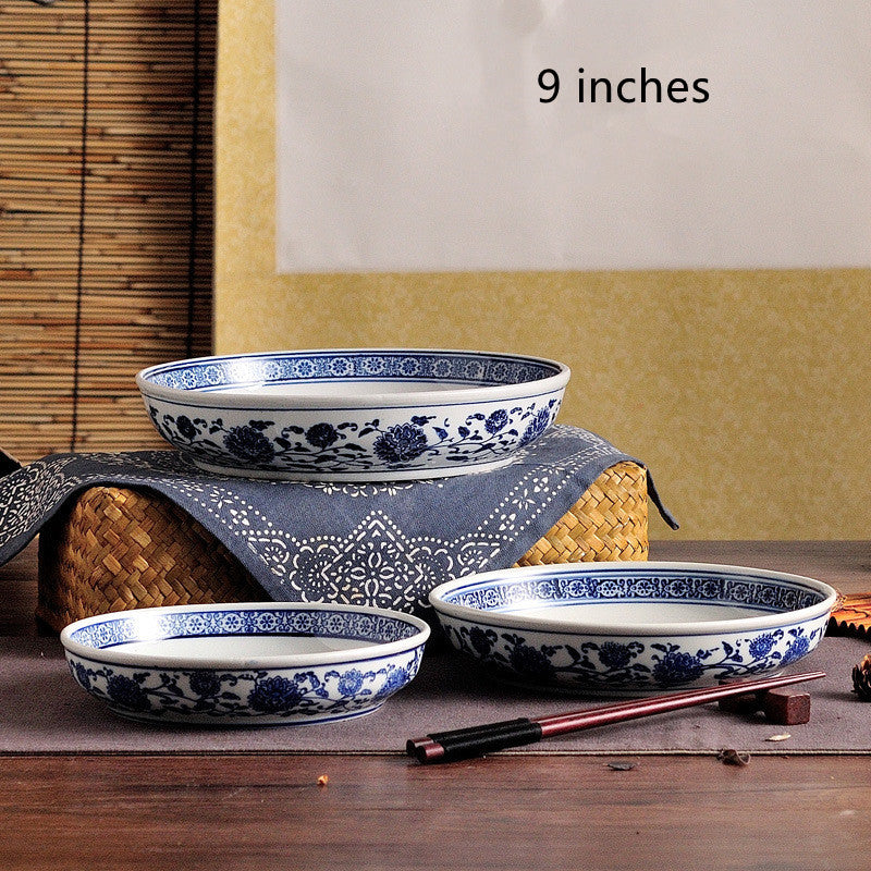 Blue And White Porcelain Salad Bowl Coarse Pottery Tableware