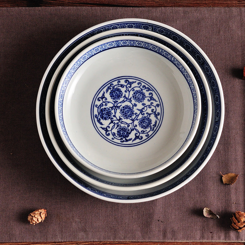 Blue And White Porcelain Salad Bowl Coarse Pottery Tableware
