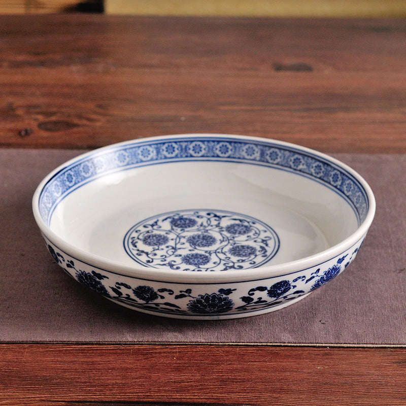 Blue And White Porcelain Salad Bowl Coarse Pottery Tableware
