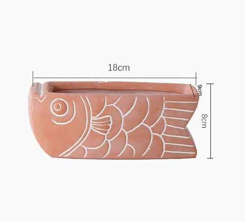 Creative Cartoon Animal Shape Retro Breathable Red Pottery Flowerpot
