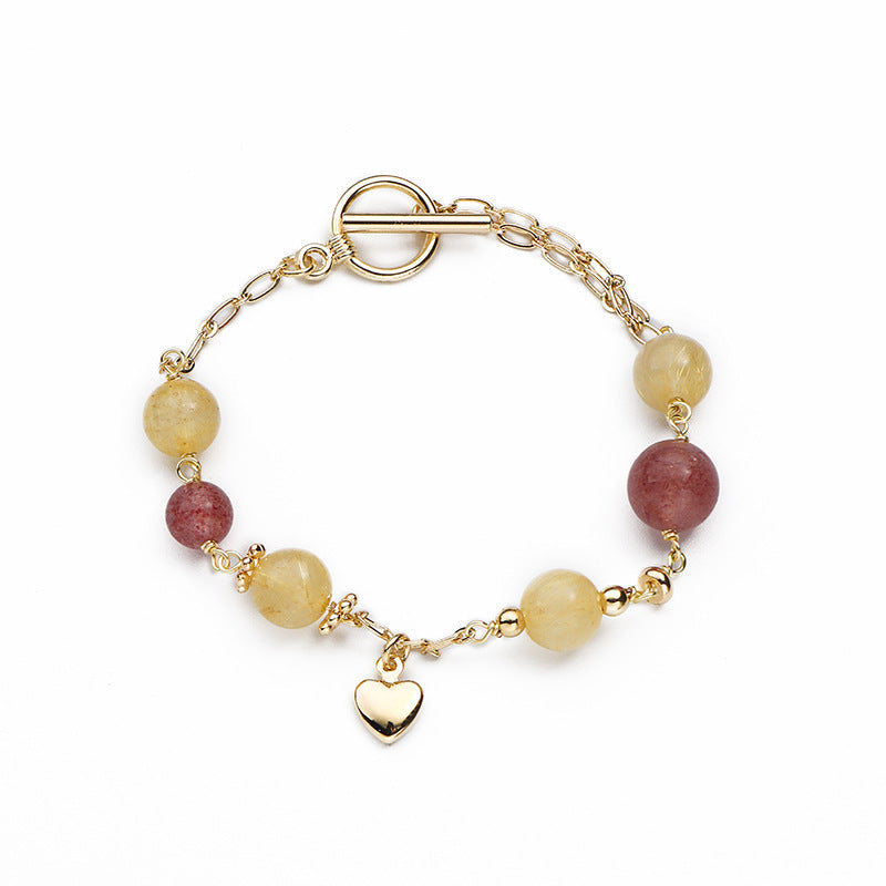 Bado Natural Strawberry Crystal Bracelet Female Korean Niche T-buckle