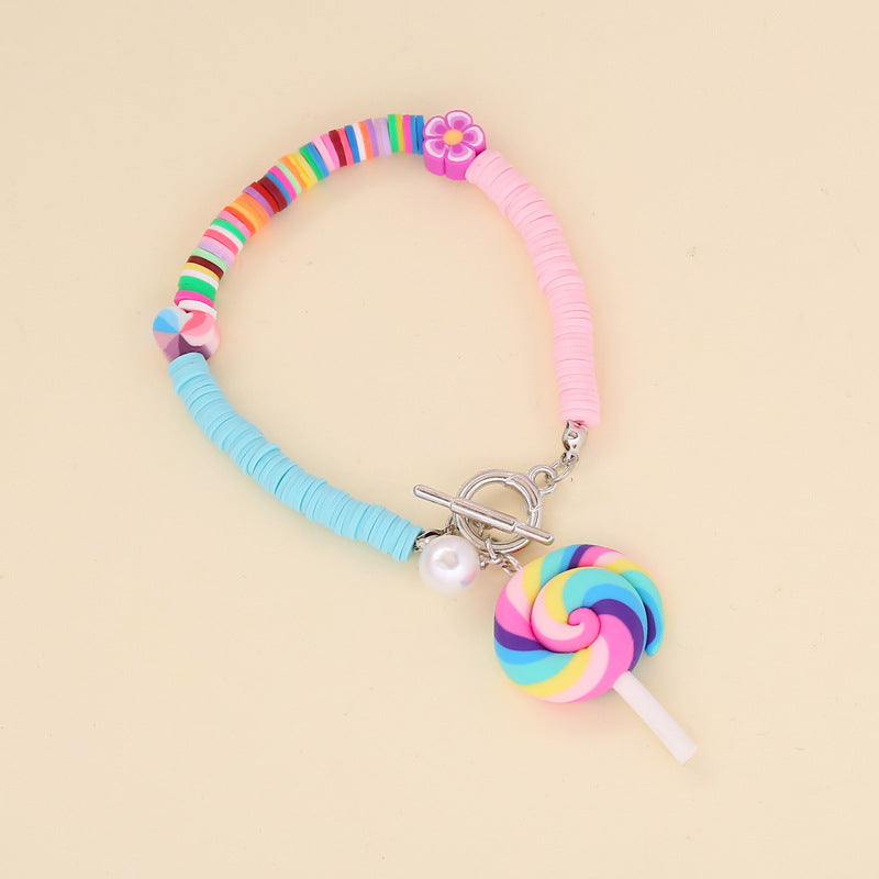 Sime Style Soft Pottery Lollipop Necklace Women