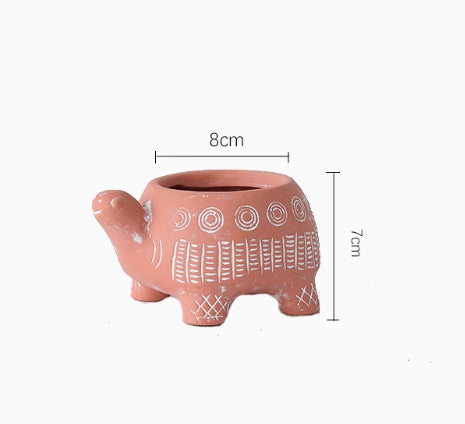Creative Cartoon Animal Shape Retro Breathable Red Pottery Flowerpot