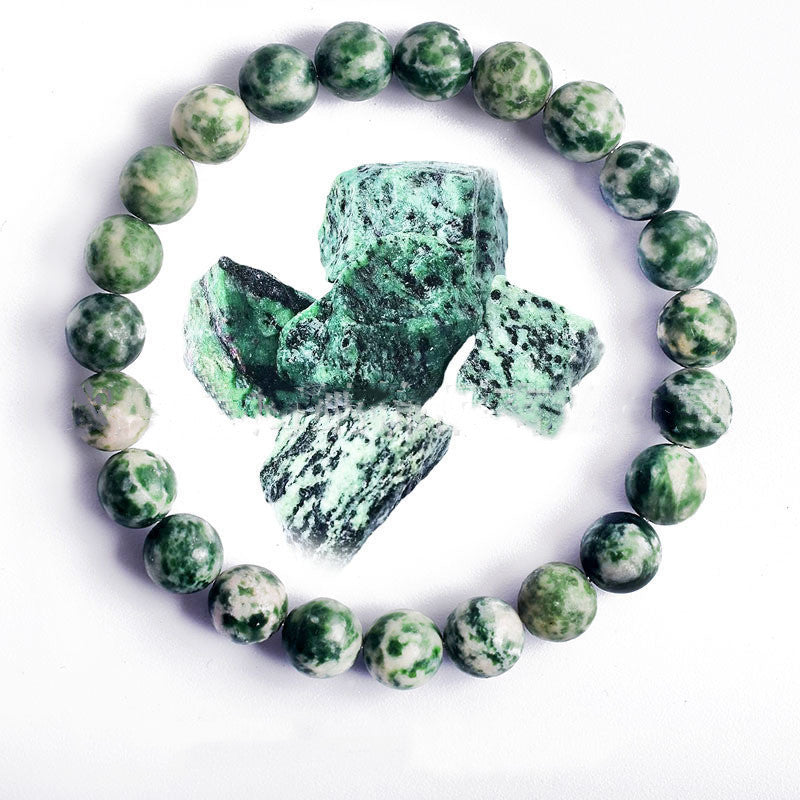 Hand Polished 8mm Natural Round Stone Beads Unisex Vintage Bracelet