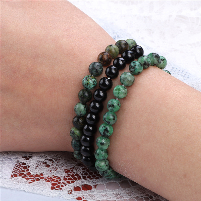 Natural Agate Stone Combination Set Elastic Bracelet