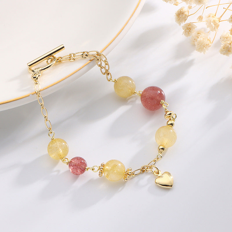 Bado Natural Strawberry Crystal Bracelet Female Korean Niche T-buckle
