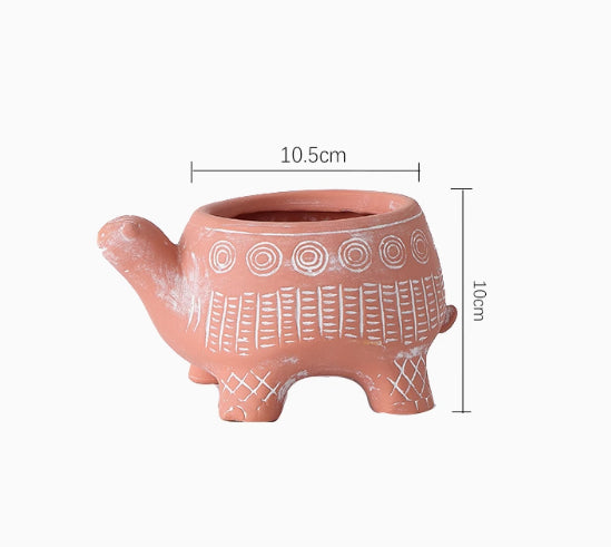 Creative Cartoon Animal Shape Retro Breathable Red Pottery Flowerpot