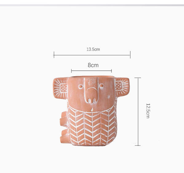 Creative Cartoon Animal Shape Retro Breathable Red Pottery Flowerpot