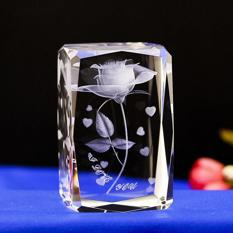 Interior Carving 3D Animal Series Crystal Statue Tourist Souvenir