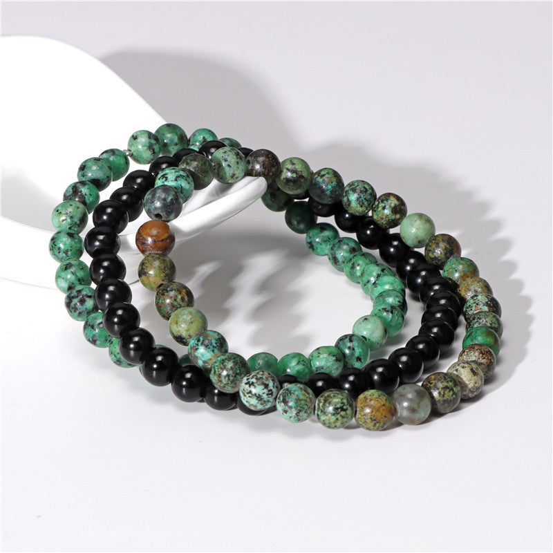 Natural Agate Stone Combination Set Elastic Bracelet